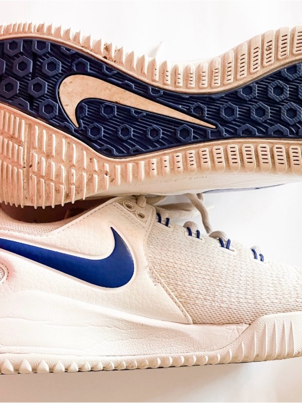 Nike White Sneakers with Blue Swoosh Accents - Picture 2 of 9
